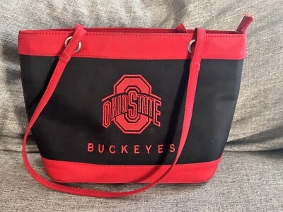 Sandol Ohio State University OSU Buckeyes Purse Red Black Double Handles Zip - Image 1 of 4