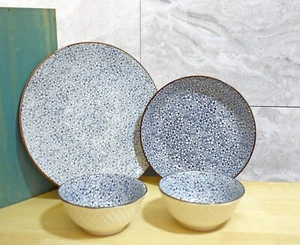 4pcs Ceramic Crockery Set Dinner Plate Dish Platter Serving Bowl Dinnerware Blue - Picture 1 of 11