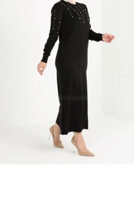 Ted baker  jumper knit midi maxi dress 6-10 beige black 7embellished sz2 - Image 1 of 3