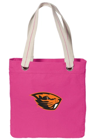 Oregon State NEON PINK Cotton Tote Bag HOT COLORS! Cover