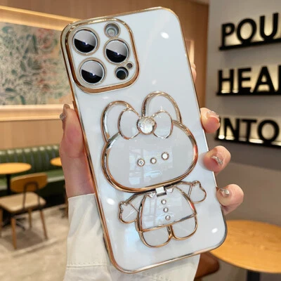 Linda funda con soporte espejo conejo para Samsung Galaxy S25 Ultra S24 S23 S22 S21 S20 Foto 1 de 4