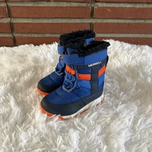 EUC Toddler Merrell Alpine Puffer Waterproof Jr. Snow Boots Blue/Orange Size 6 - Picture 1 of 9