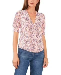 1.STATE Women's Short Sleeve Bib Front Top Floral NWT Blouse Size Small - Picture 1 of 6