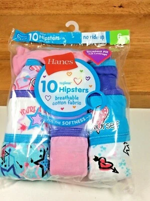 Girls Underwear Briefs 10Pr 100% Cotton Hanes Preshrunk No RideUp TagFree Size 6 - Image 1 of 3