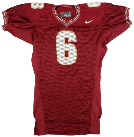 Florida State Antone Smith #6 Game Used Football Jersey Bobby Bowden Autograph Cover