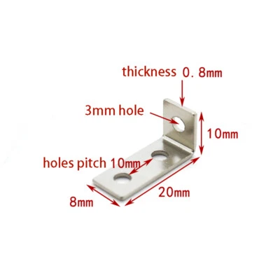 90 degrees Metal Corner Brace L Shape Angle Iron Axle Fixing Bracket Hole 3mm - Image 1 of 4