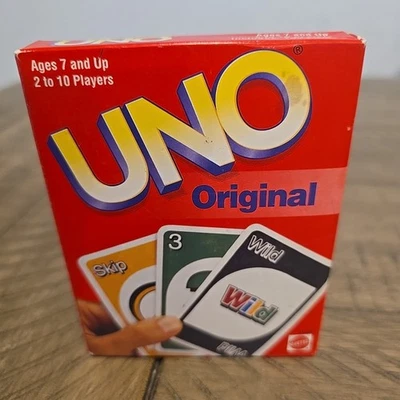 Vtg UNO Classic Card Game 1999 Mattel Cards Family Game room Night Instructions - Image 1 of 3