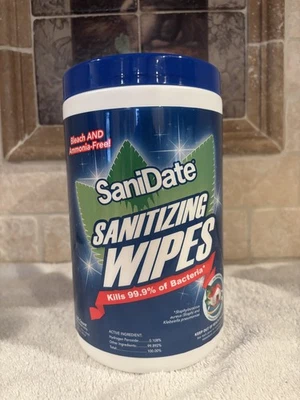 SaniDate Sanitizing Wipes, disinfectant bleach free wipes 125 wipes 18cm x 20cm  - Image 1 of 3