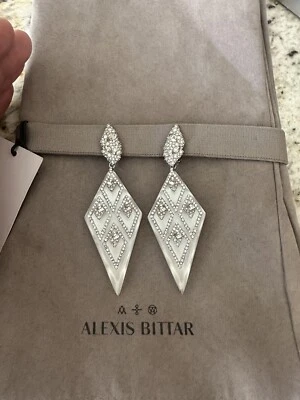 100% Authentic Alexis Bittar Smooth Lucite Crystal Lattice Clip On Earrings $395 - Image 1 of 4