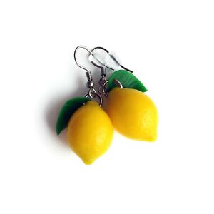 Lemon Drop Earrings Yellow Fruit Hypoallergenic Stainless Steel Citrus Jewelry