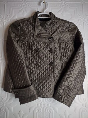 Elena Solana Brown Quilted Pea Coat/Jacket Women’s Size Small Button Up  - Image 1 of 4