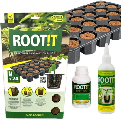 ROOT!T Peat Free 24 Plug Filled Tray, Root it Rooting Gel, First Feed - Image 1 of 4
