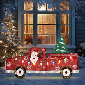 46" Christmas Pre-lit 2D Santa Claus Outdoor Decorations for Xmas Outdoor Yard - Picture 1 of 9