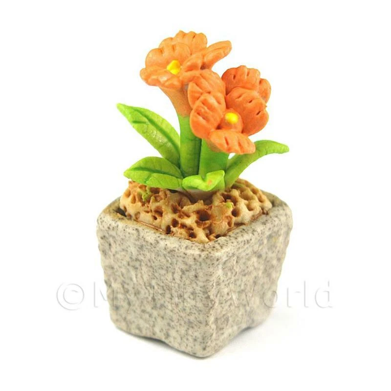 Miniatura Fatto a Mano Arancione Colorato Fiori IN Ceramica - Immagine 1 di 1