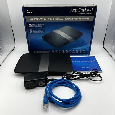 Base doméstica Cisco LINKSYS EA4500 Wi-Fi, router N900 de doble banda, Gigabit y USB Foto 1 de 4