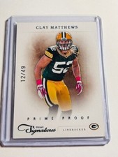 CLAY MATTHEWS #12/49  PACKERS Blue PRIME PROOF #33 SP 2012 PRIME SIGNATURES
