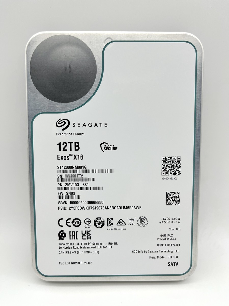 Seagate 12TB 内蔵HDD ST12000NM001G ☆ジャンク扱い Dell 8JYD7 / Seagate Exos X14 ST12000NM0128 12TB LFF 3.5