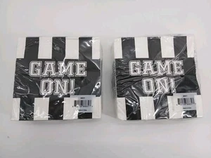 (Lot Of 2) Pooch & Sweetheart Striped Game On Beverage Football Napkins 86631* - Picture 1 of 6