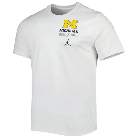 Michigan Wolverines Jordan Brand Team Practice Performance T-Shirt Nike - White Cover