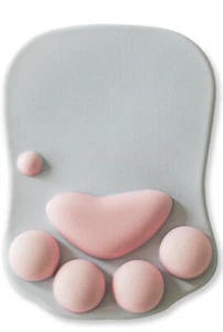 Easi-Cozi weiches Silikon Katze Pfote grau & rosa Mauspad Handgelenk Unterstützung rutschfest weich - Bild 1 von 2