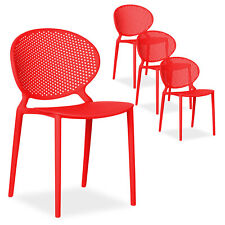Chaise de jardin 4 chaises empilable rouge plastique relax bistrot Homestyle4u