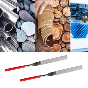 2pcs Diamond File Plastic Handle Metal Stone Grinding Flat Diamond Needle Sets, - Picture 1 of 12