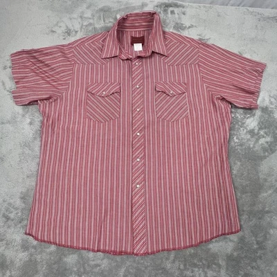 Camisa Rustler Para Hombre Extra Grande Roja Blanca Rayas Perla Occidental Bolsillos a Presión Foto 1 de 4