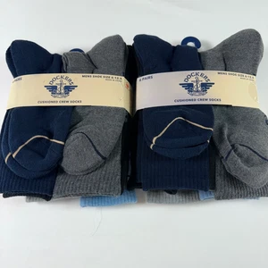 Crew Socks 2-PACK 12 Pairs Men's Shoe Size 6-12.5 Grey Blue - Picture 1 of 3
