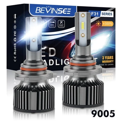 Bevinsee 2x 9005 HB3 LED Car Headlight Bulbs White 6000LM 50W High Low Beam Kit - Image 1 of 4