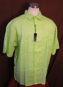 Camisa de hombre Roevelle manga corta con botones, azul claro, lino, talla 3XLT, NUEVA - Imagen 1 de 6