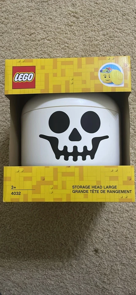 LEGO 4031 Storage Head Small White Skeleton Skull Container Halloween 6"x7.5"