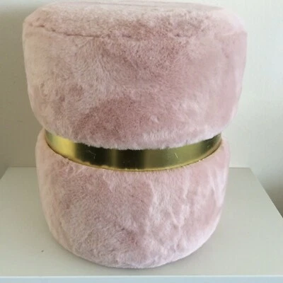 Sitz Hocker Fußhocker Gold samt rose Modern Rund  RETRO Plüsch - Bild 1 von 4
