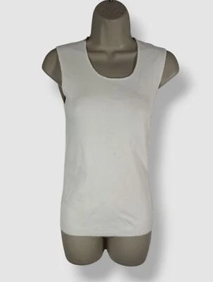 Camiseta sin mangas acanalada Joseph blanca cuello redondo seda elástica sin mangas talla S Foto 1 de 3