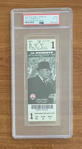 PSA 6 - JULIAN EDELMAN DEBUT 2009 NFL NEW ENGLAND PATRIOTS @ JETS FULL TICKET Cover