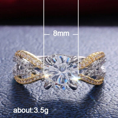 Anillo de circonitas blancas de 8*8 mm para mujer relleno de oro blanco fiesta boda talla 6-10 Foto 1 de 4