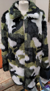 HNXO Beautiful Faux Fur Camouflage Coat XL 12/14