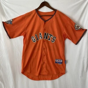 San Francisco Giants Mens 50 Orange Button 2010 World Series Jersey 28 Majestic - Picture 1 of 11