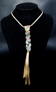 Swarovski 850084 Multi-Color Crystal Tassel Necklace on Suede/Alcantara Cord - Picture 1 of 4