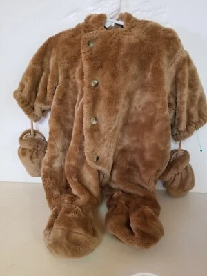 DISFRAZ DE OSO MARRÓN ABOTONADO O TRAJE DE NIEVE PIEL SINTÉTICA LUGAR PARA NIÑOS 3-6 MESES  Foto 1 de 4