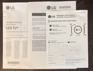 LG LED Owners Safety/Reference Warranty Manuals with Registration Card (N12) - Picture 1 of 4