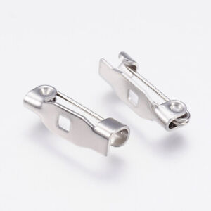 100pcs 304 Stainless Steel Brooch Pin Back Finding 1-Hole Glue-on Bar 14x4x4.5mm