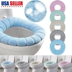 Soft Bathroom Toilet Seat Cover Pad Cushion Closestool Warmer Cover Mat Washable - Picture 1 of 17
