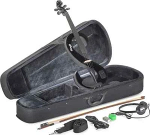 4/4 electric violin set with S-shaped black electric violin, soft case and he... - Picture 1 of 2
