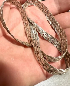 Gorgeous 925 Italy Vintage Sterling Silver Mesh Chain Necklace 18. - Picture 1 of 11
