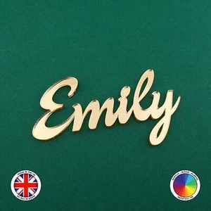 Personalised Bold Font Name Cake Charm Topper WOOD ACRYLIC PLASTIC 50+colours - Picture 1 of 74