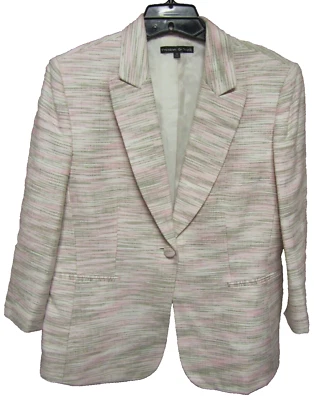Mujer Preston & York Talla 16 Traje Chaqueta Blazer Rosa Blanco Tostado Foto 1 de 4