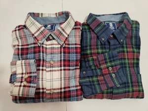 Izod Men's Lot Of Two Multicolor Long Sleeve Flannel Shirts Size L - Picture 1 of 10