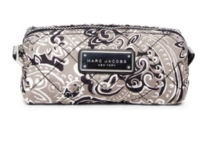 Marc Jacobs Cosmetic Bag Quilted Paisley Narrow Pouch Grey New $90 - Picture 1 of 9