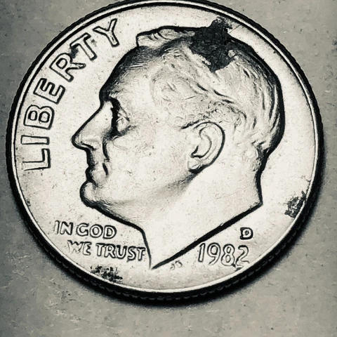 1982 D Roosevelt dime Cover