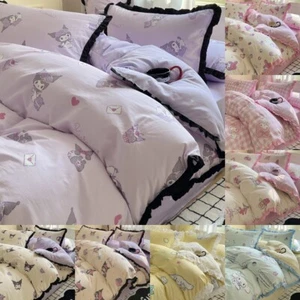 Kuromi Cinnamoroll My Melody Duvet Covers Bedsheet Single Double Bed Set 3/4Pcs - Picture 1 of 37